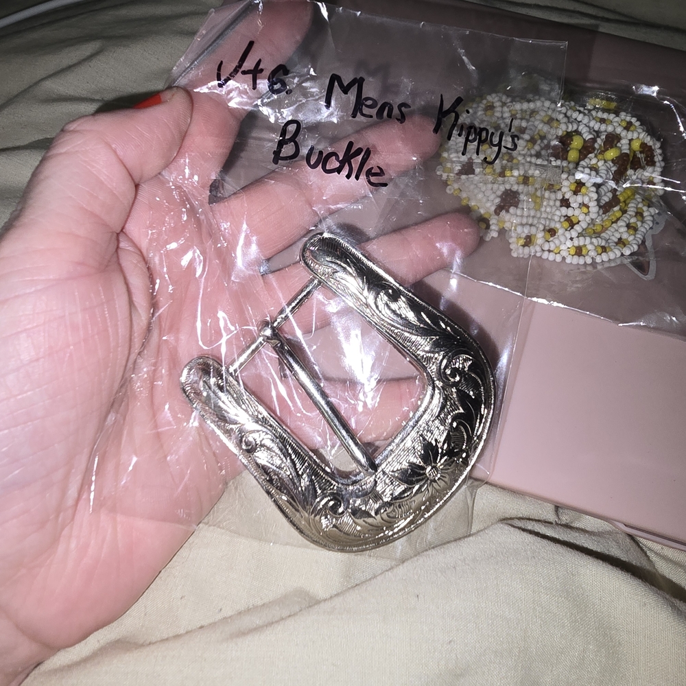 Vintage Kippys Floral Silver Western Belt Buckle